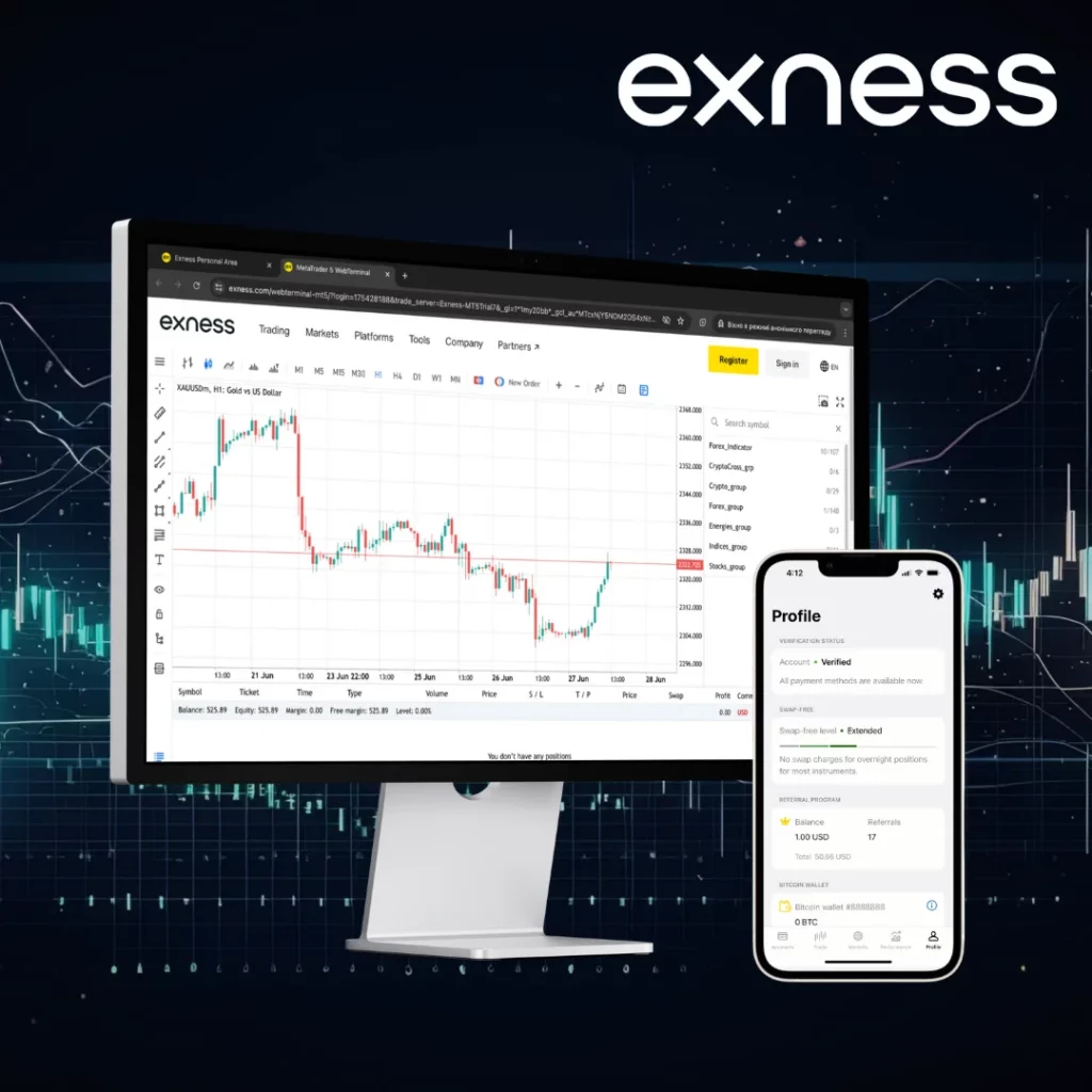 حساب المتداول Exness على الكمبيوتر الشخصي والجوال 